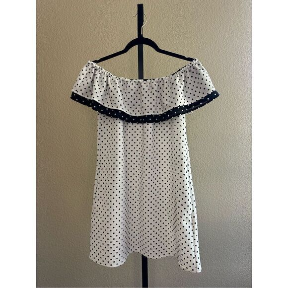 Zara Polka Dot Off the Shoulder Mini Dress Size XS - Picture 2 of 7